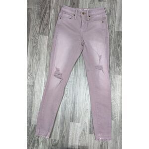 (3/$35) Mossimo Size 00 R Power Stretch Distressed High Rise Skinny Purple Jeans